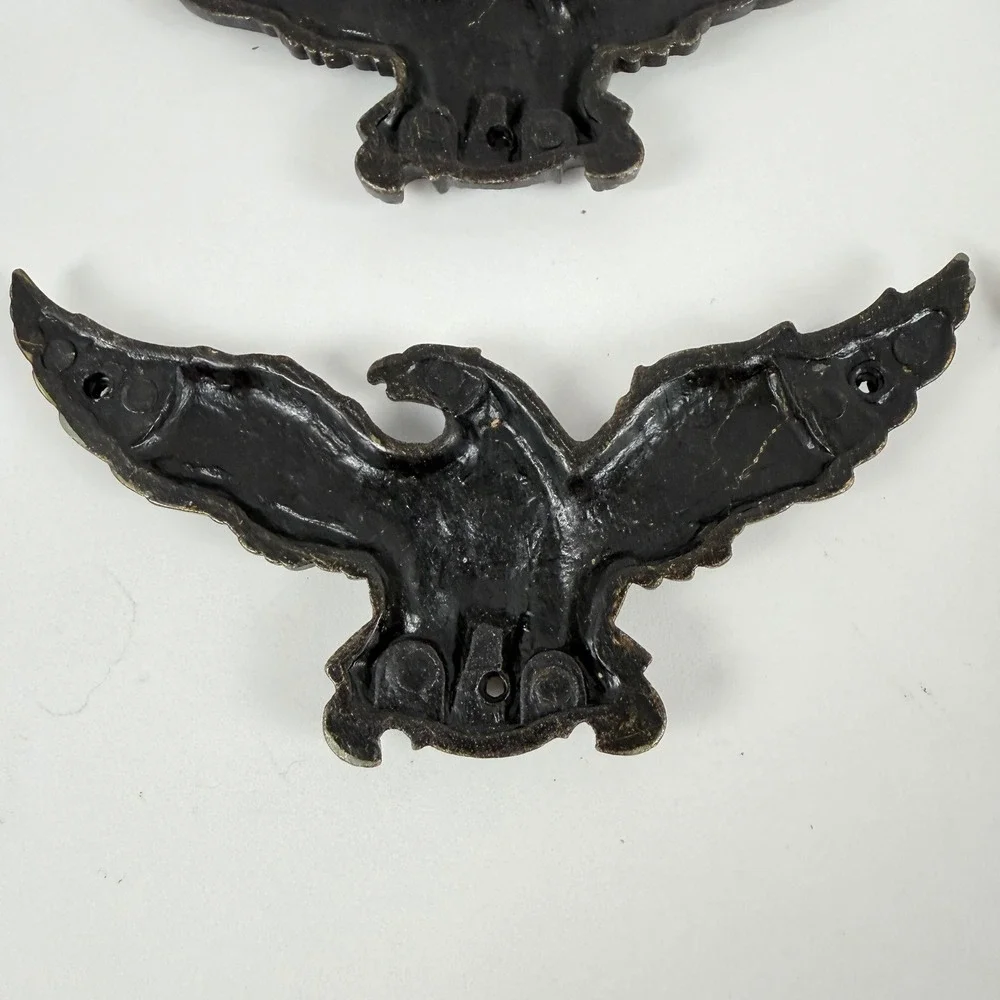 Vintage Eagle Wall Plaque Set 4 Bronze Tone Americana Decor 4.5